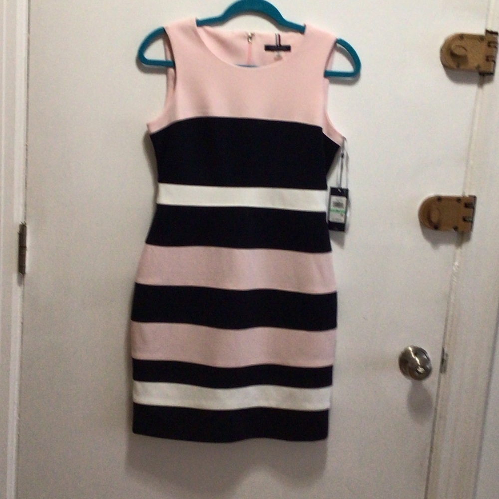 Tommy Hilfiger Pink and Black Striped Mini Dress